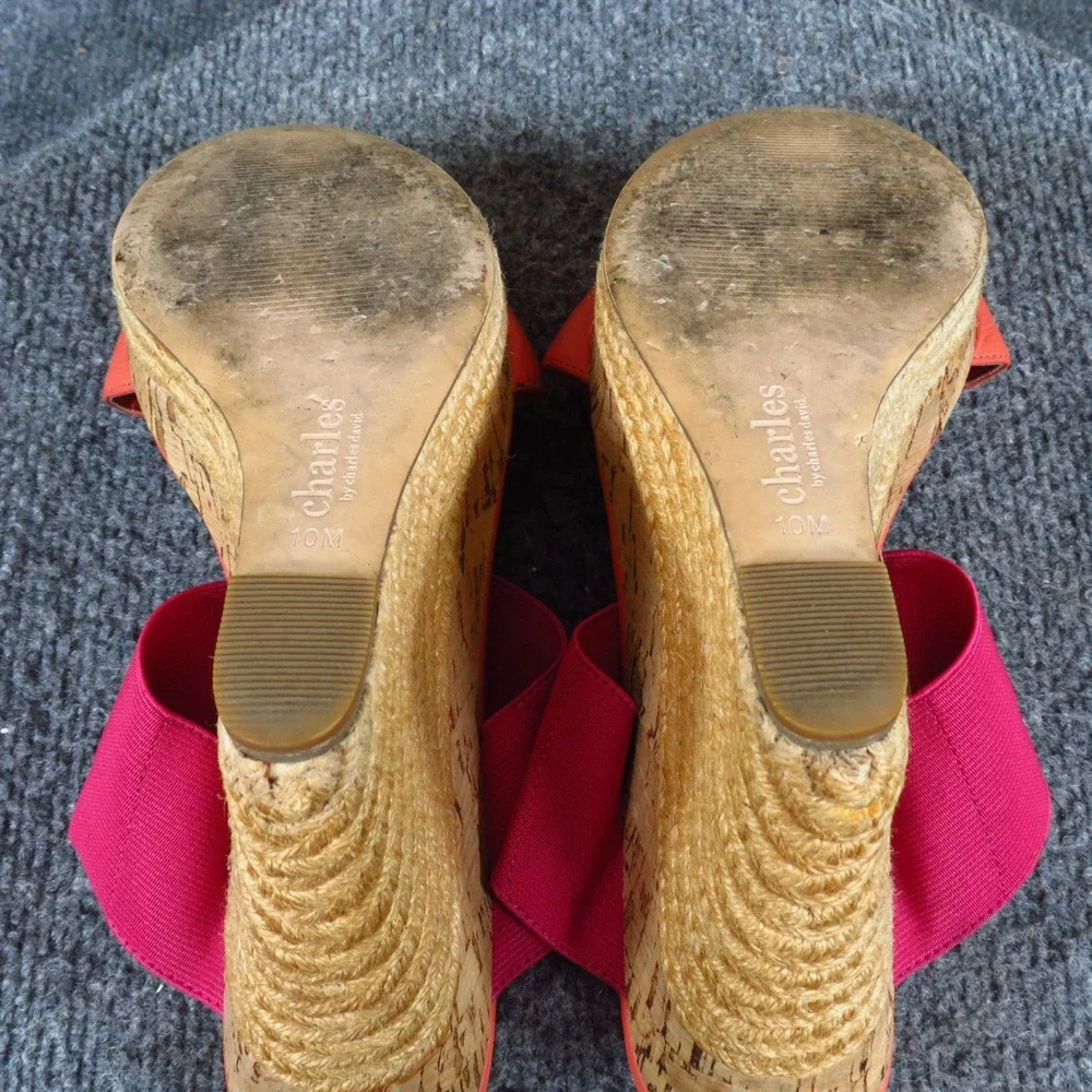 Charles by Charles David Womens Wedge Sandals Size 10M Summer Coral Pink Cork